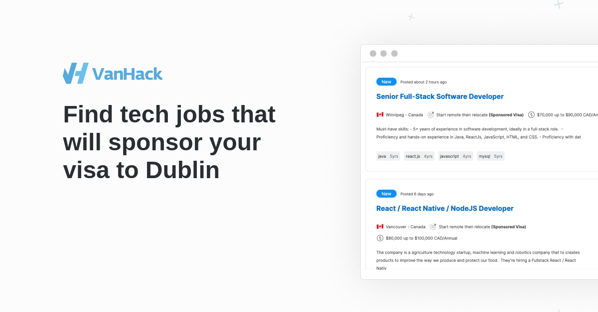 Software quality engineer jobs in Dublin VanHack